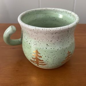 Handmade Ceramic Mug w/Gold Details (Handle did break & was glued back together)